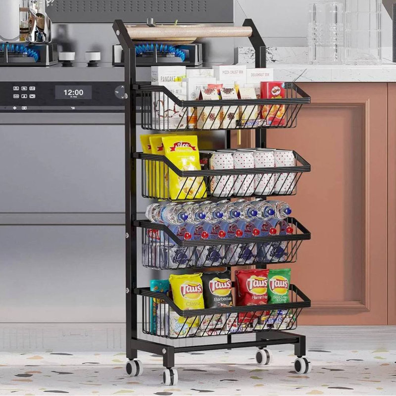 4-Tier Rolling Storage Cart (Black)