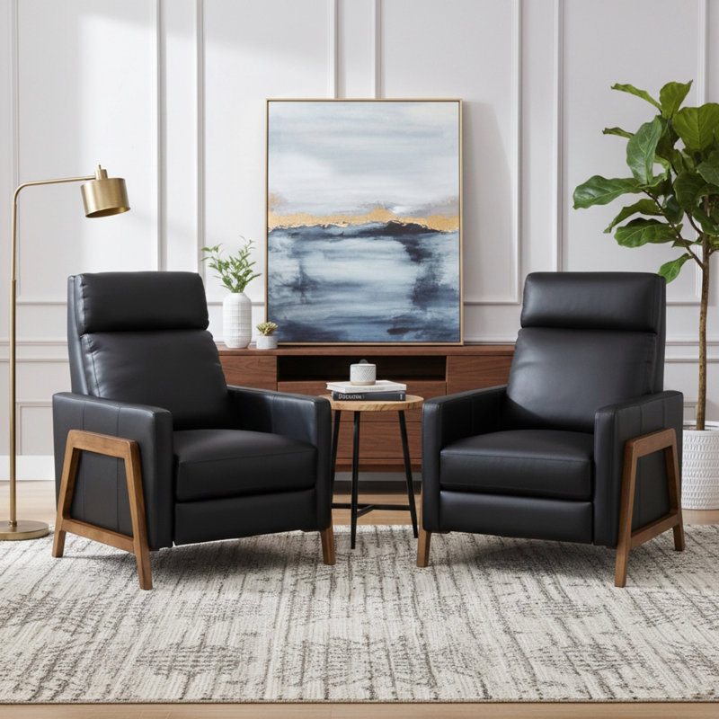Bitteridge Leather Recliner - Set Of 2, Black