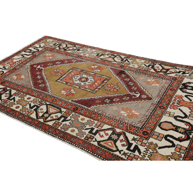Vintage Turkish Rug With Multicolor Geometric Medallion - Rug & Kilim
