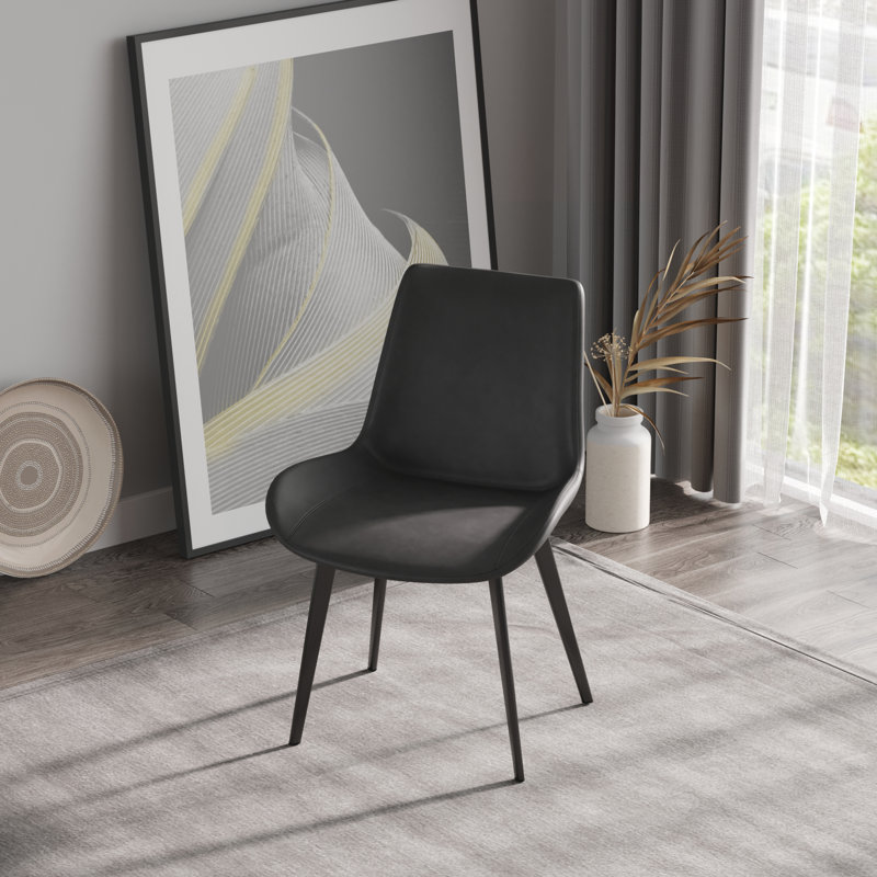 Modern Minimalist Dining Chair, 2, Black