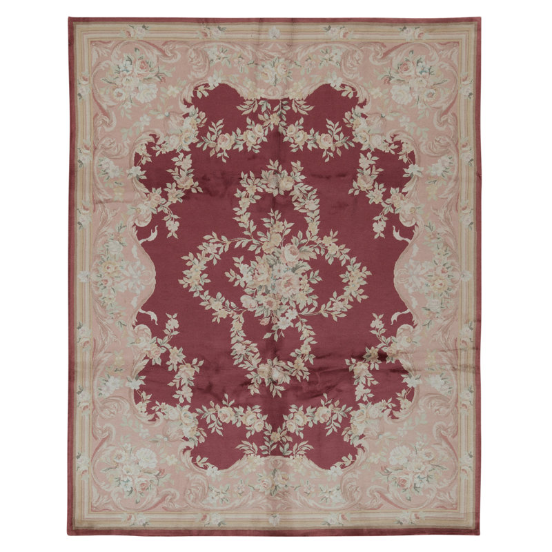 Hand Knotted Wool Area Rug in Red