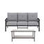 Ensemble de patio d'extérieur 2 pièces, canapé de patio 70 po en métal toutes saisons à 3 places et table basse rectangulaire, structure noire avec coussins gris