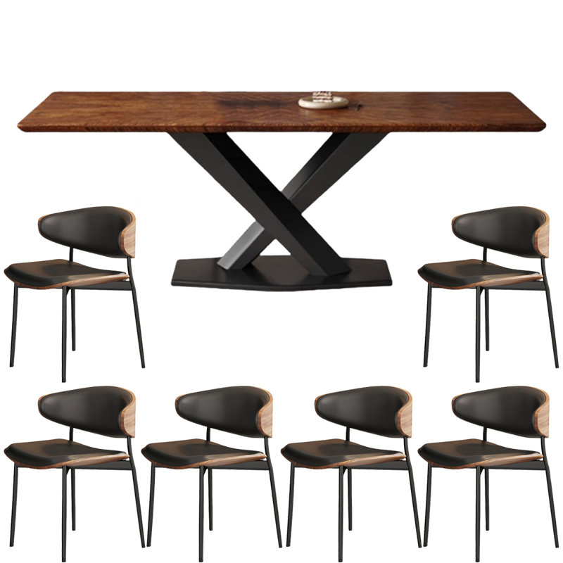 Table de salle à manger rectangulaire en bois massif noyer noir, H 29,53 po x L 70,87 po x l 35,43 po