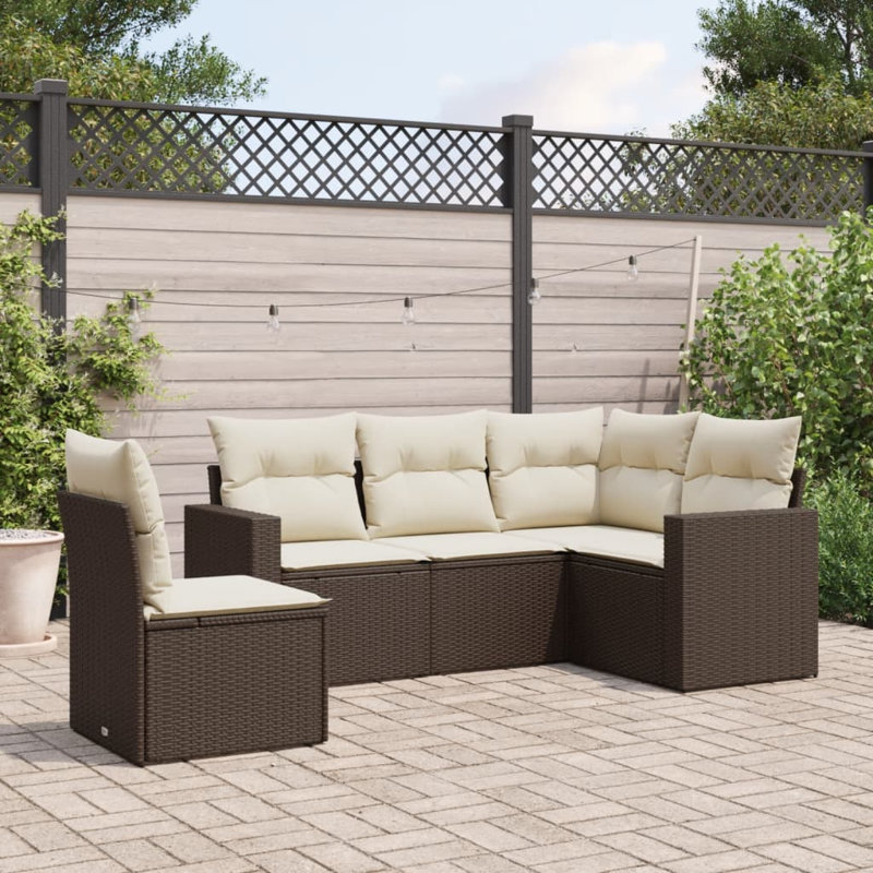 Ensemble de canapé de jardin Vidaxl brun, blanc crème