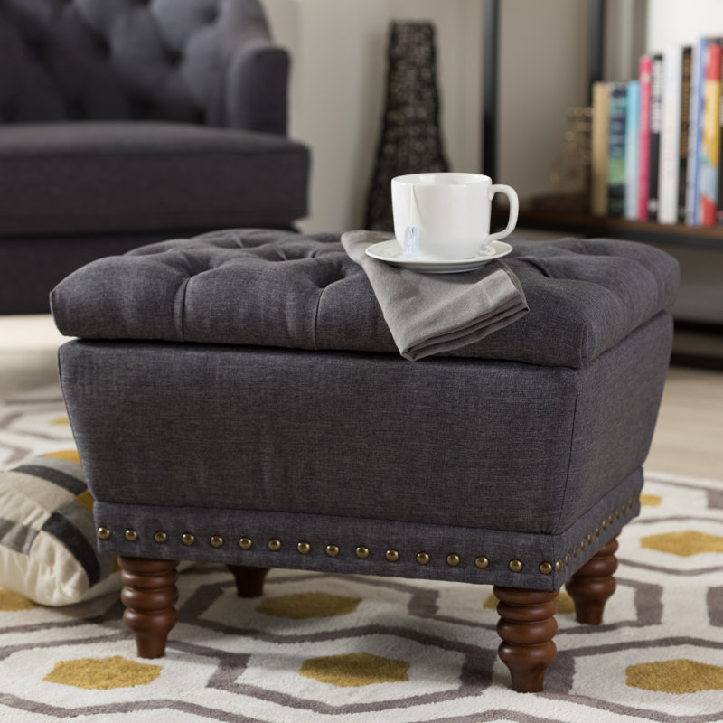 Repose-pieds avec rangement Galvester Studio Alzenia, Gris foncé