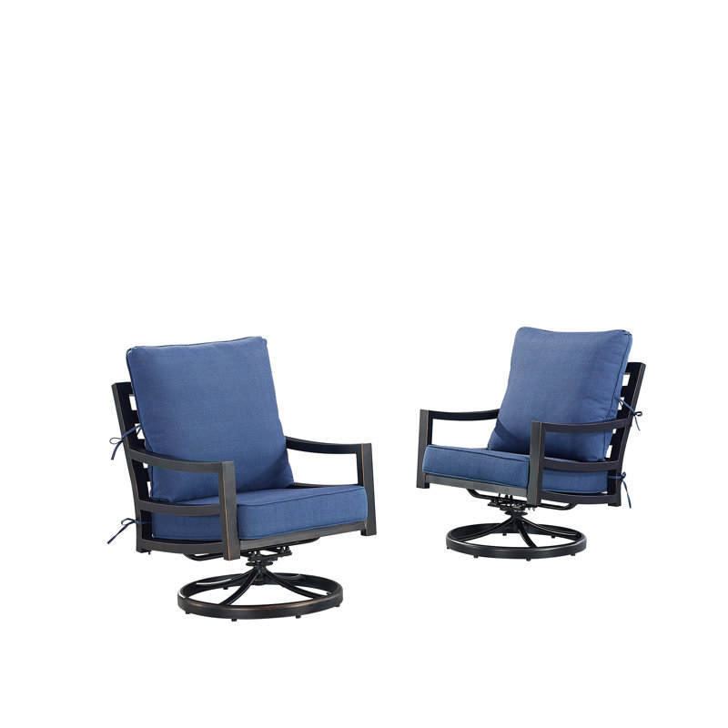 Hudson Outdoor Swivel Lounge Chair, Blue