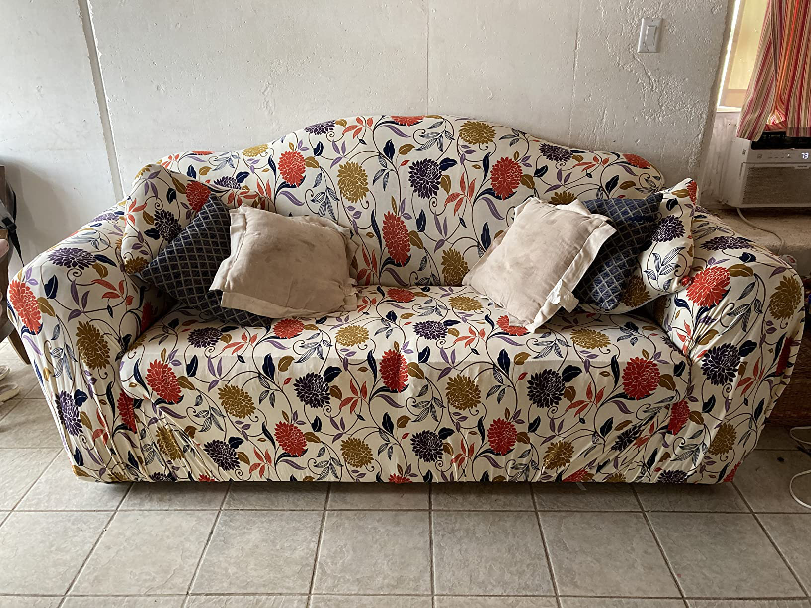 Umedas Printed Vine Flower Sofa Slipcovers for 3 Cushion Couch with Two