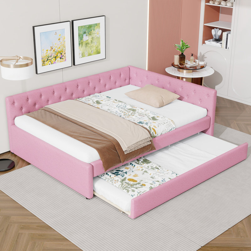 Upholstered Tufted Button Platform Bed