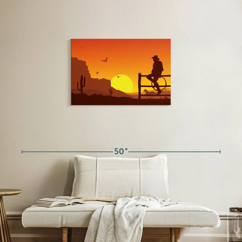 Coucher de soleil Lelar Western Cowboy, H 20 po x l 30 po
