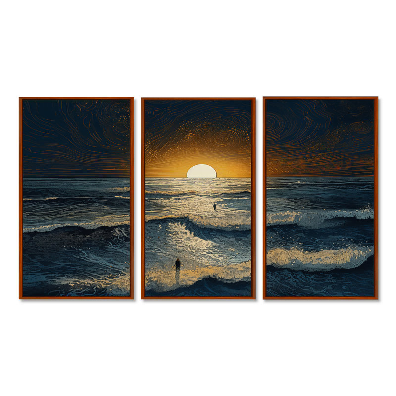 Ensemble de salon Rubenstein - Beach & Ocean Wall Art, Cadre flottant brun, H 32 po x l 48 po x P 1 po