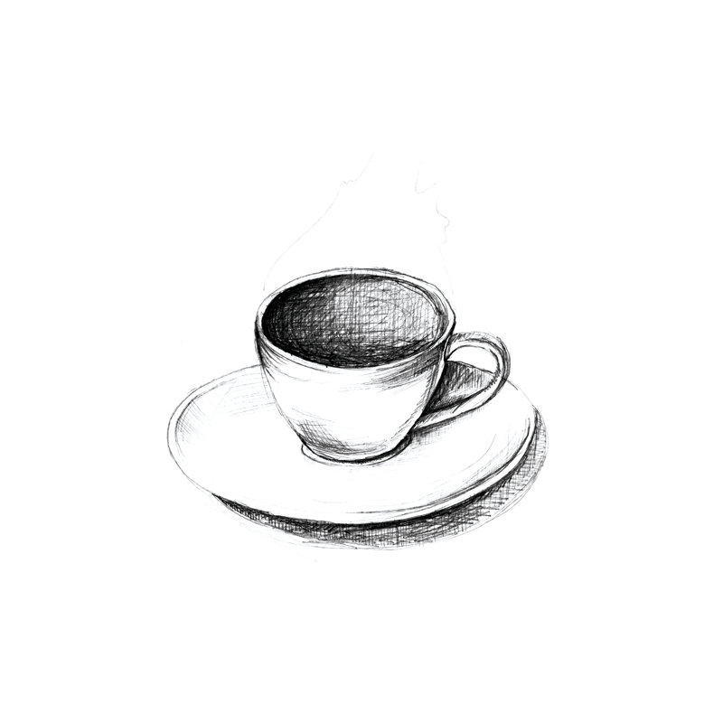 Coffee Plain Drawing - Wrapped Canvas Painting, 51cm H x 51cm W