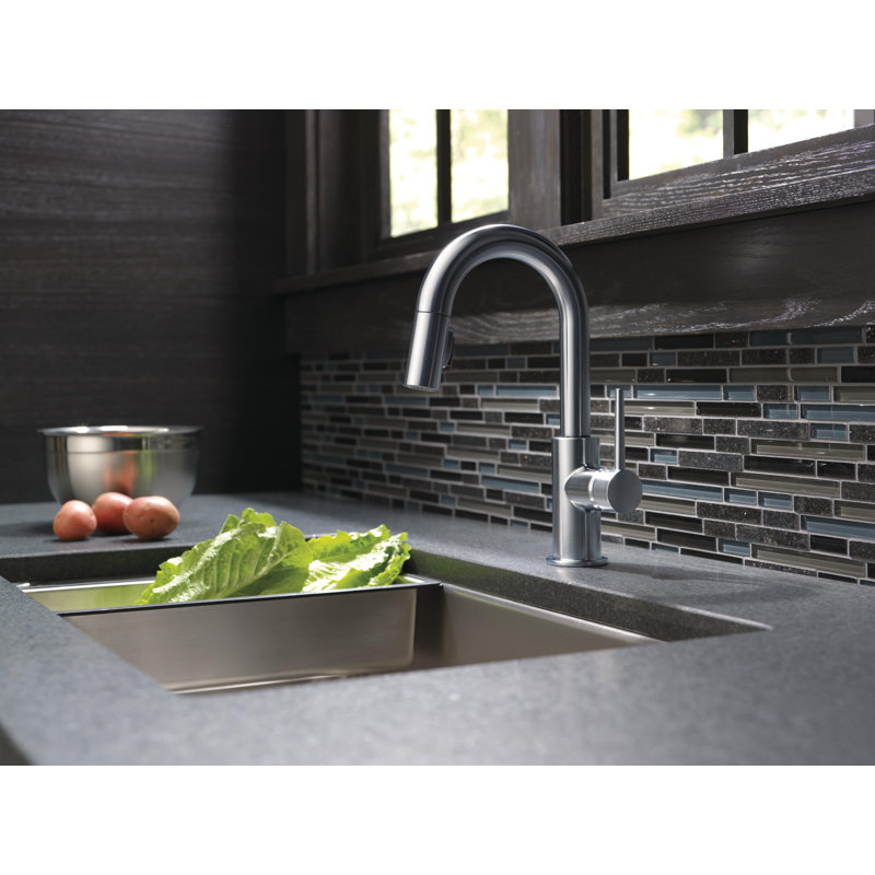 Trinsic Pull Down Sprayer Bar Faucet, Single Handle Prep Sink Faucet, Arctic Stainless