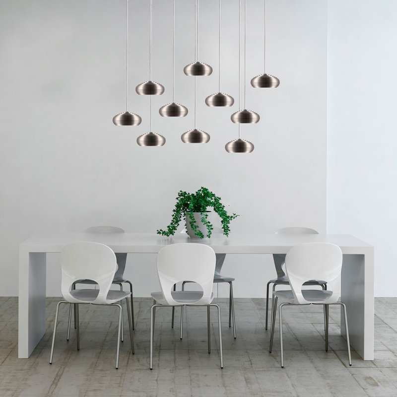 Luminaire suspendu dôme en grappe 10 lumières Chana, Nickel
