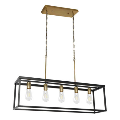Lustre carré / rectangulaire à 5 lumières pour îlot de cuisine Liler