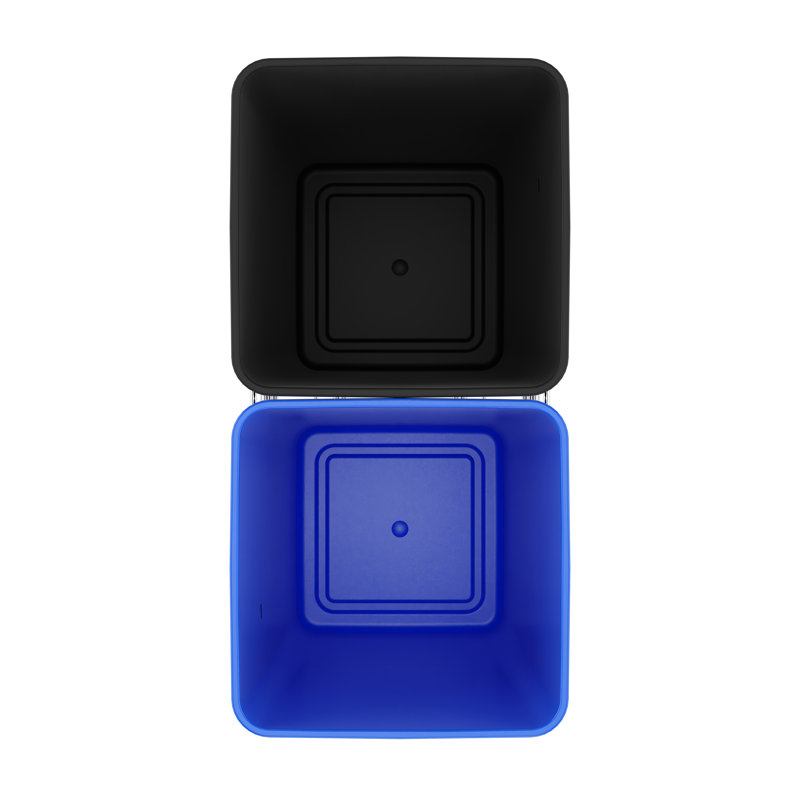 Poubelles coulissantes doubles Rev-A-Shelf pour la cuisine, Bleu / Noir, 27 pintes