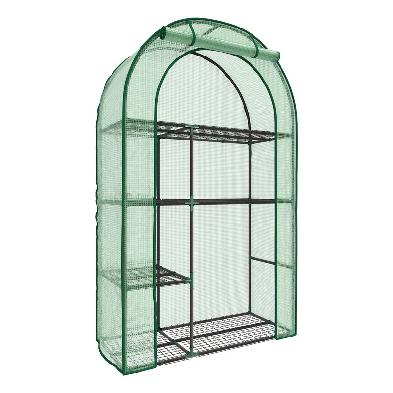 39in x 17in × 63in  Outdoor Small Hobby Greenhouse with a Green Cover, Green