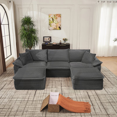 Oversized Cloud Couch with Movable Ottoman Soft Modern Comfy and No Assembly Sofa Set for Living Room Apartment Office