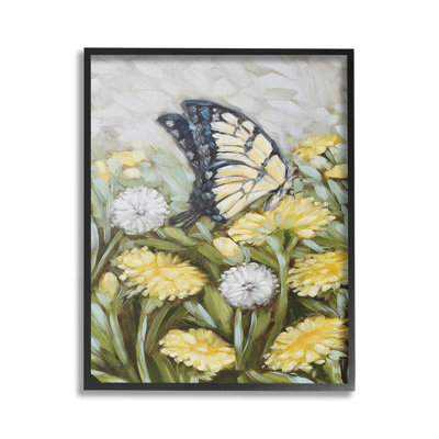 «Butterfly & Yellow Daisies Single Photo Frame» par Sara G. Designs sur toile