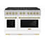 ZLINE Autograph DuraSnow® 48 in. Gas Range w/ White Matte Doors and Gold Accents-984118136