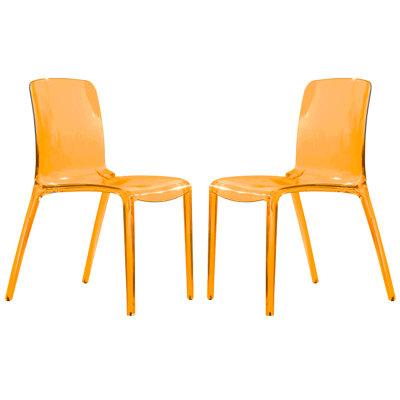 Lade Transparent Plastic Stackable Dining Chair with Waterfall Edge Seat – Lightweight Versatile Accent & Kitchen Side Chair, No Assembly Required