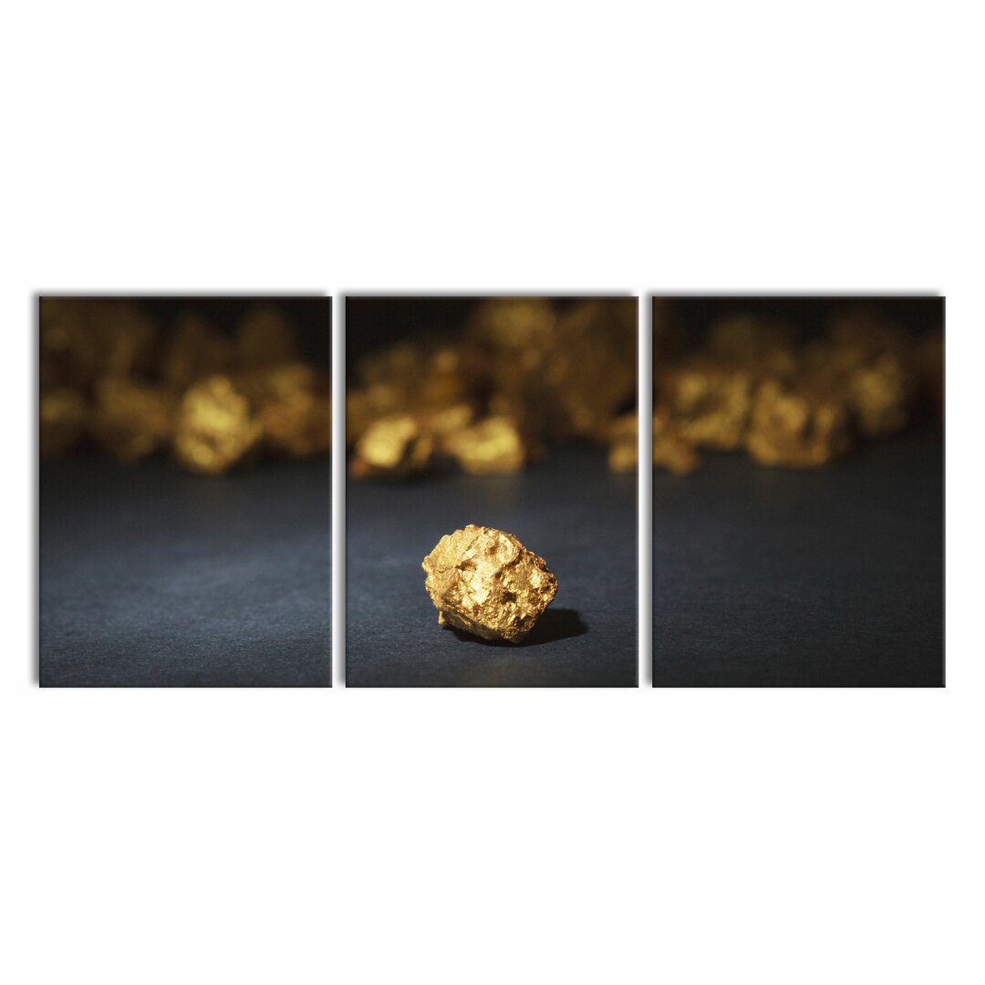 3-tlg. Leinwandbilder-Set Goldnugget