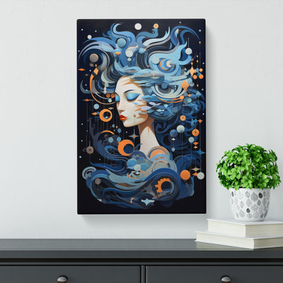Aquarius Zodiac Contemporary Art - Wrapped Canvas
