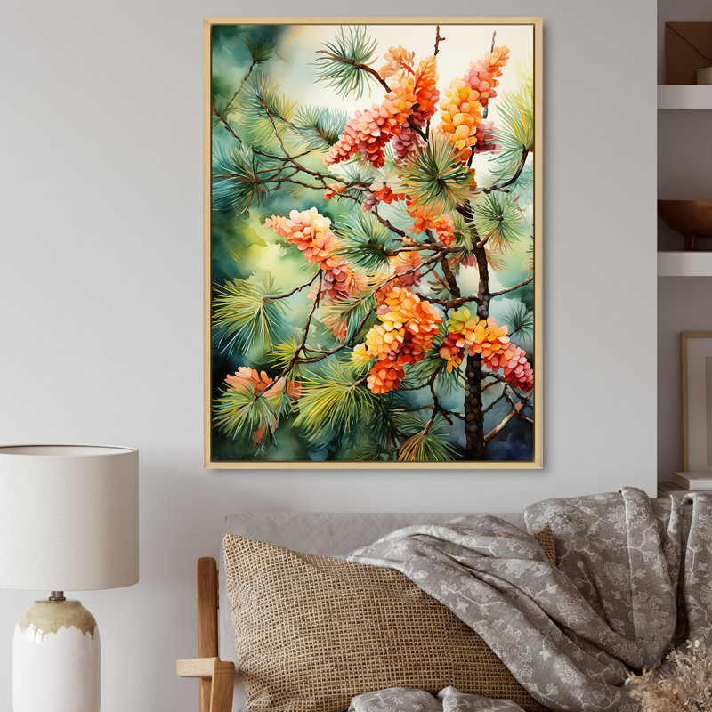 «Pine Tree Autumn Symphony I» sur toile, Cadre naturel flottant, H 32 po x l 24 po x P 1 po