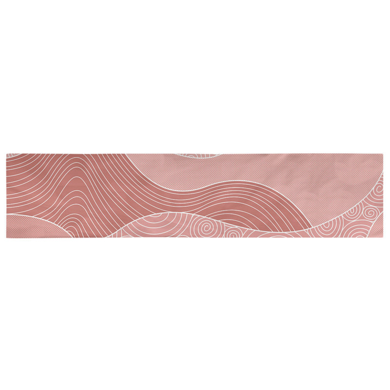 Avicia Hand Drawn Waves Table Runner, Red, 90" x 16", Polyester