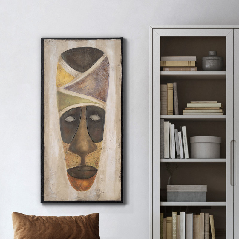 Masque Tikar - reproduction sur toile tendue, H 24 po x l 12 po x P 1 po