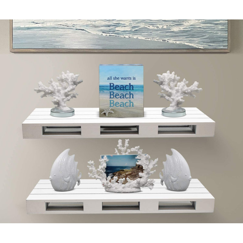  Floating Pallet Style Shelves 2 Pack, 1.75" H x 23.62" W x 9.25" D