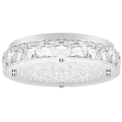 13 in. Modern Round Polished Chrome Integrated LED Flush Mount