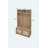 Retro Style Hall Tree With 2 Rattan Doors And 4 Hooks, Elegant Walnut