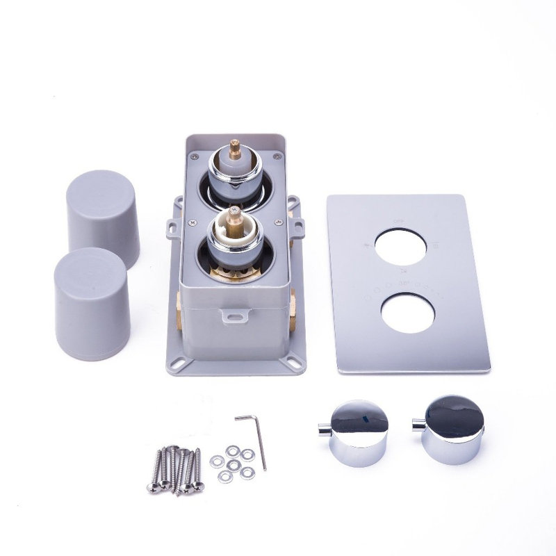 Metro Thermostatic 2-3 Way Shower Mixer - Wall Mount - 6" Brass/Matt Black, Brushed Nickel