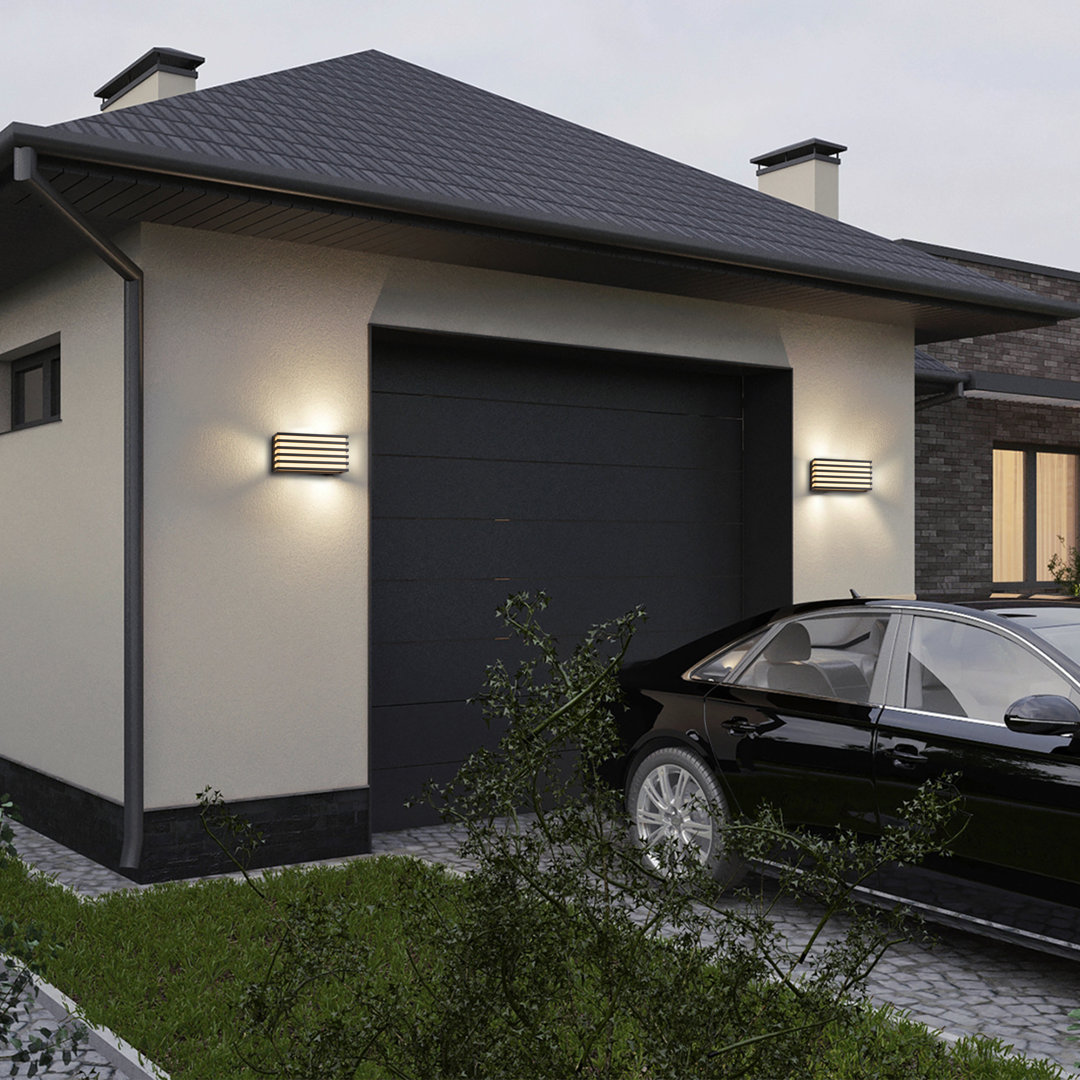 Modern Black Aluminum Led Outdoor Indoor Wall Lights (2-pack) (Set of 2) Ebern Designs