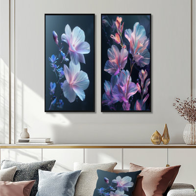 Pink Blue Apple Blossom Dreams I - Apple Blossom Wall Art 2 Pieces Set