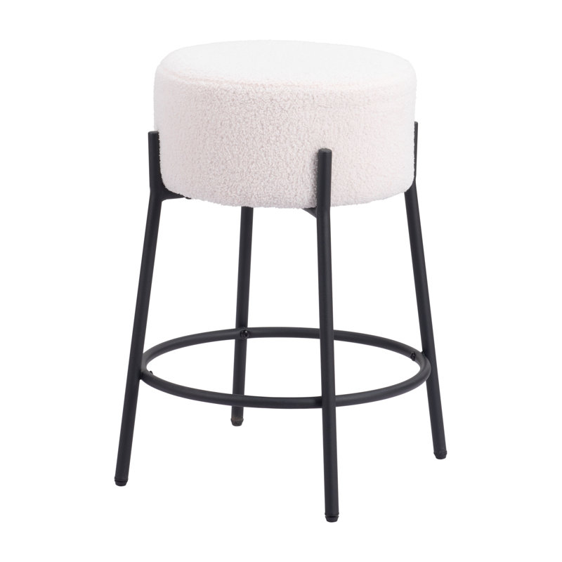 Ensemble de 2 tabourets de bar Kanako ivoire, Tabouret de comptoir (siège d'une hauteur de 24,2