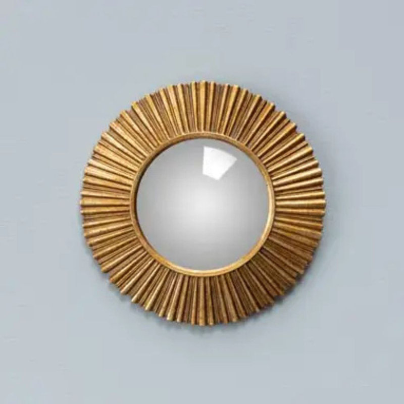 Small Golden Convex Mirror Sanctus, 7.1" x 7.1"
