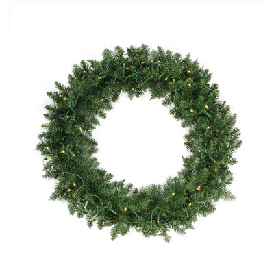 Pre-Lit Buffalo Fir Artificial Christmas Wreath - 36-Inch Warm White Led Lights