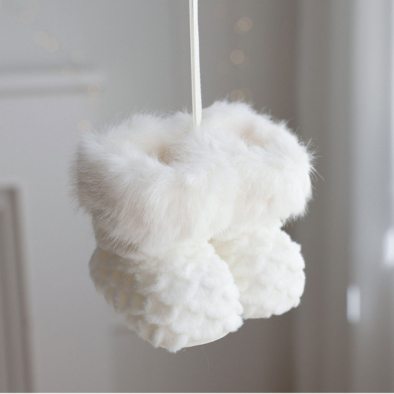 Décorations de Noël Mini bottes en peluche, White