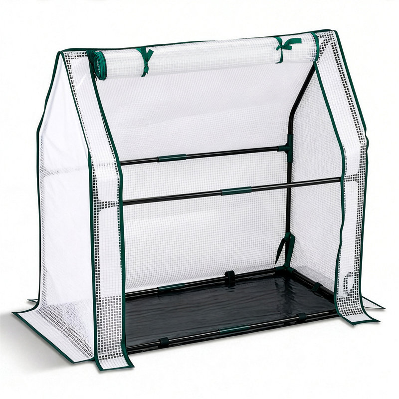 36 po x 18 po x 33 po Serre en PE blanc avec sous-tapis en PE, Gris