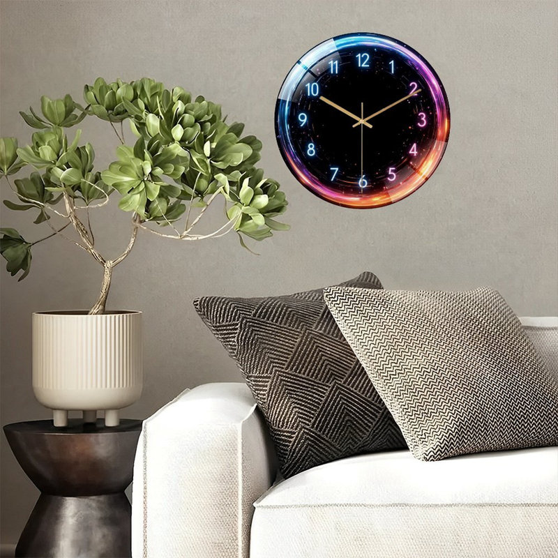 Horloge numérique DEL avec affichage coloré et minuterie - horloge murale moderne en verre 12 po
