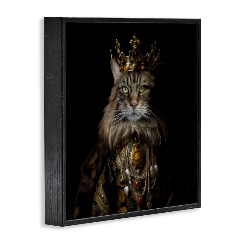 Estampe numérique pour chat Purrfectly Proper, design par Kelley Parker, Giclée encadrée noir minuit, H 12 po x l 12 po