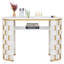 Table de manucure avec cuir tissé, bureau à clou avec structure en métal et tablettes ouvertes