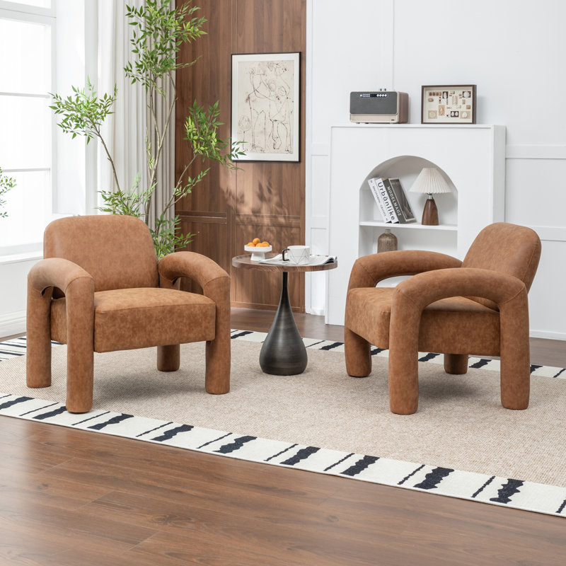 Iryanna Upholstered Faux Leather Armchair, Brown