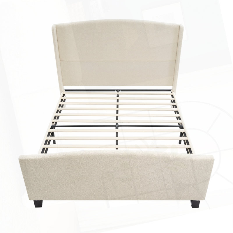 Structure de lit Teddy, Blanc, Grand lit