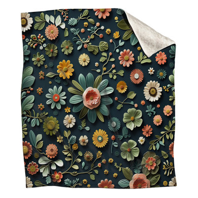 Floral Fleece Throw Blanket - Nature Throws for Sofas or Beds