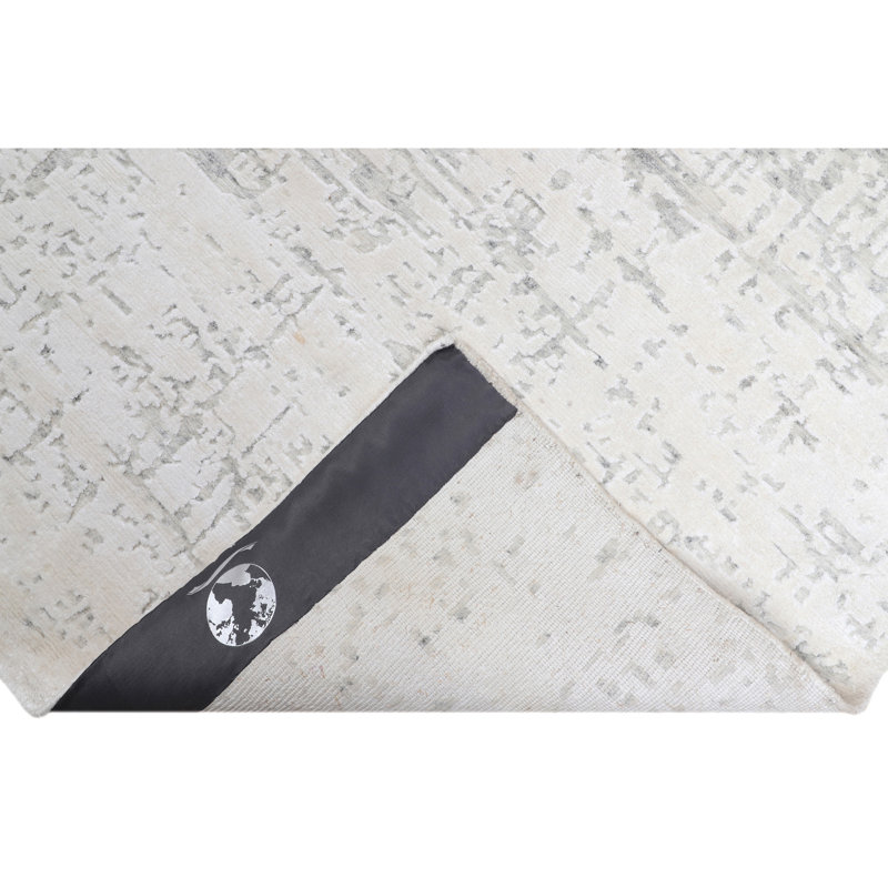 Tapis ivoire noué à la main de haute qualité, Rectangle 9 pi x 12 pi