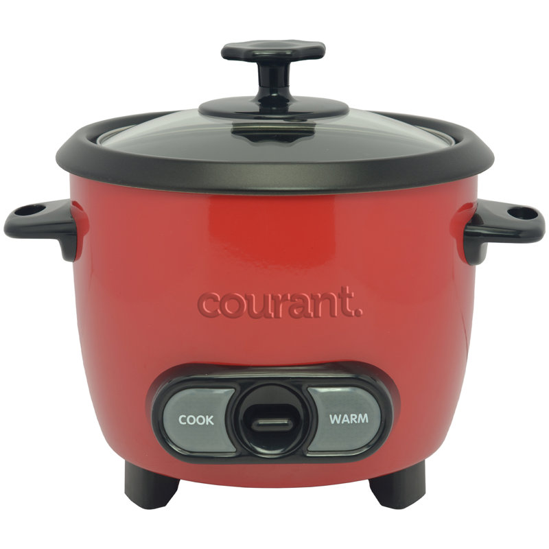 Cuiseur à riz 8 tasses (cuit) Courant, maintien automatique au chaud, couvercle en verre avec couvercle intégré, bol antiadhésif amovible, y compris tasse à mesurer et cuillère - rouge
