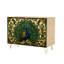 Buffet Buffet avec rangement Peacock Vitrail Imprimé Vitrail Plumes Vibrantes Détails Floraux avec 2 Portes pour le Salon et la Cuisine