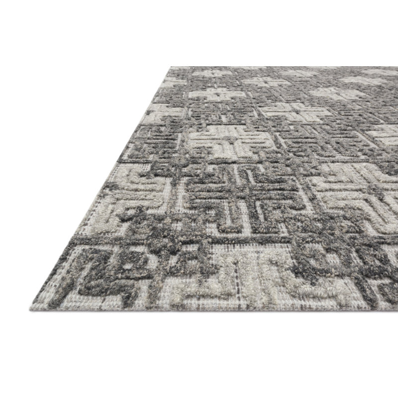 Tapis gris en laine touffeté à la main Zyshonne, Rectangle 11 pi 6 po x 15 pi